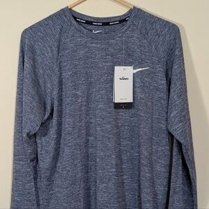 Nike Swim Dri-FIT UPF 40+ Long Sleeve Rash Guard Shirt Blue Medium NWT $54 Retai